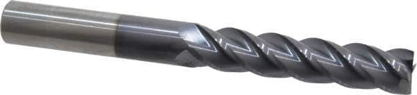 Accupro - 7/16", 2" LOC, 7/16" Shank Diam, 4" OAL, 4 Flute, Solid Carbide Square End Mill - Single End, AlTiN Finish, Spiral Flute, 40° Helix, Centercutting, Right Hand Cut, Right Hand Flute - USA Tool & Supply
