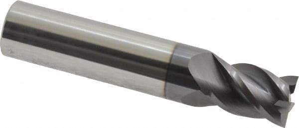 Accupro - 29/64", 5/8" LOC, 1/2" Shank Diam, 2-1/2" OAL, 4 Flute, Solid Carbide Square End Mill - Single End, AlTiN Finish, Spiral Flute, 40° Helix, Centercutting, Right Hand Cut, Right Hand Flute - USA Tool & Supply