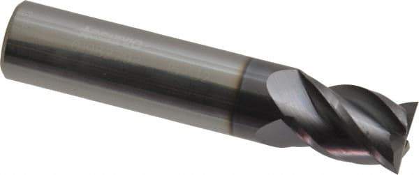 Accupro - 15/32", 5/8" LOC, 1/2" Shank Diam, 2-1/2" OAL, 4 Flute, Solid Carbide Square End Mill - Single End, AlTiN Finish, Spiral Flute, 40° Helix, Centercutting, Right Hand Cut, Right Hand Flute - USA Tool & Supply
