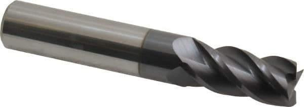 Accupro - 31/64", 1" LOC, 1/2" Shank Diam, 3" OAL, 4 Flute, Solid Carbide Square End Mill - Single End, AlTiN Finish, Spiral Flute, 40° Helix, Centercutting, Right Hand Cut, Right Hand Flute - USA Tool & Supply