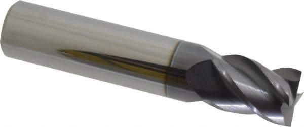 Accupro - 31/64", 5/8" LOC, 1/2" Shank Diam, 2-1/2" OAL, 4 Flute, Solid Carbide Square End Mill - Single End, AlTiN Finish, Spiral Flute, 40° Helix, Centercutting, Right Hand Cut, Right Hand Flute - USA Tool & Supply