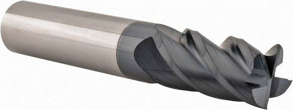 Accupro - 1/2", 1" LOC, 1/2" Shank Diam, 3" OAL, 4 Flute, Solid Carbide Square End Mill - Single End, AlTiN Finish, Spiral Flute, 40° Helix, Centercutting, Right Hand Cut, Right Hand Flute - USA Tool & Supply