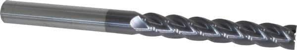 Accupro - 1/2", 3" LOC, 1/2" Shank Diam, 6" OAL, 4 Flute, Solid Carbide Square End Mill - Single End, AlTiN Finish, Spiral Flute, 40° Helix, Centercutting, Right Hand Cut, Right Hand Flute - USA Tool & Supply