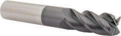 Accupro - 9/16", 1-1/4" LOC, 9/16" Shank Diam, 3-1/2" OAL, 4 Flute, Solid Carbide Square End Mill - Single End, AlTiN Finish, Spiral Flute, 40° Helix, Centercutting, Right Hand Cut, Right Hand Flute - USA Tool & Supply