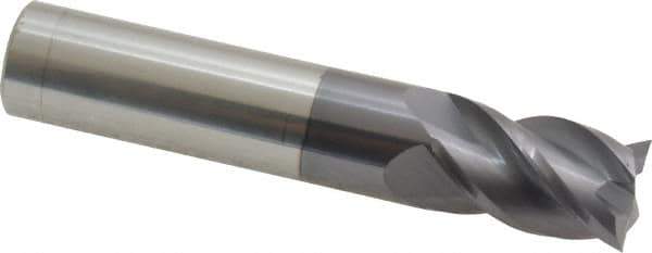 Accupro - 9/16", 7/8" LOC, 9/16" Shank Diam, 3" OAL, 4 Flute, Solid Carbide Square End Mill - Single End, AlTiN Finish, Spiral Flute, 40° Helix, Centercutting, Right Hand Cut, Right Hand Flute - USA Tool & Supply