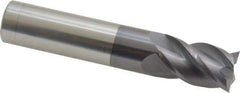 Accupro - 9/16", 7/8" LOC, 9/16" Shank Diam, 3" OAL, 4 Flute, Solid Carbide Square End Mill - Single End, AlTiN Finish, Spiral Flute, 40° Helix, Centercutting, Right Hand Cut, Right Hand Flute - USA Tool & Supply