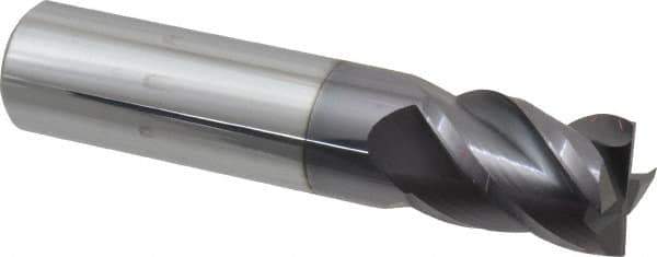 Accupro - 5/8", 7/8" LOC, 5/8" Shank Diam, 3" OAL, 4 Flute, Solid Carbide Square End Mill - Single End, AlTiN Finish, Spiral Flute, 40° Helix, Centercutting, Right Hand Cut, Right Hand Flute - USA Tool & Supply