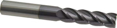 Accupro - 5/8", 2-1/8" LOC, 5/8" Shank Diam, 4-5/8" OAL, 4 Flute, Solid Carbide Square End Mill - Single End, AlTiN Finish, Spiral Flute, 40° Helix, Centercutting, Right Hand Cut, Right Hand Flute - USA Tool & Supply