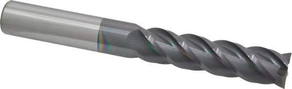 Accupro - 3/4", 3" LOC, 3/4" Shank Diam, 6" OAL, 4 Flute, Solid Carbide Square End Mill - Single End, AlTiN Finish, Spiral Flute, 40° Helix, Centercutting, Right Hand Cut, Right Hand Flute - USA Tool & Supply