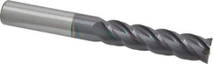 Accupro - 3/4", 3" LOC, 3/4" Shank Diam, 6" OAL, 4 Flute, Solid Carbide Square End Mill - Single End, AlTiN Finish, Spiral Flute, 40° Helix, Centercutting, Right Hand Cut, Right Hand Flute - USA Tool & Supply