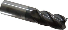 Accupro - 7/8", 1-3/4" LOC, 7/8" Shank Diam, 4" OAL, 4 Flute, Solid Carbide Square End Mill - Single End, AlTiN Finish, Spiral Flute, 40° Helix, Centercutting, Right Hand Cut, Right Hand Flute - USA Tool & Supply