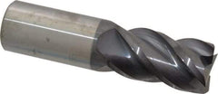 Accupro - 1", 1-3/4" LOC, 1" Shank Diam, 4" OAL, 4 Flute, Solid Carbide Square End Mill - Single End, AlTiN Finish, Spiral Flute, 40° Helix, Centercutting, Right Hand Cut, Right Hand Flute - USA Tool & Supply