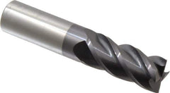 Accupro - 1", 2-1/4" LOC, 1" Shank Diam, 5" OAL, 4 Flute, Solid Carbide Square End Mill - Single End, AlTiN Finish, Spiral Flute, 40° Helix, Centercutting, Right Hand Cut, Right Hand Flute - USA Tool & Supply