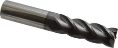 Accupro - 1", 3" LOC, 1" Shank Diam, 6" OAL, 4 Flute, Solid Carbide Square End Mill - Single End, AlTiN Finish, Spiral Flute, 40° Helix, Centercutting, Right Hand Cut, Right Hand Flute - USA Tool & Supply