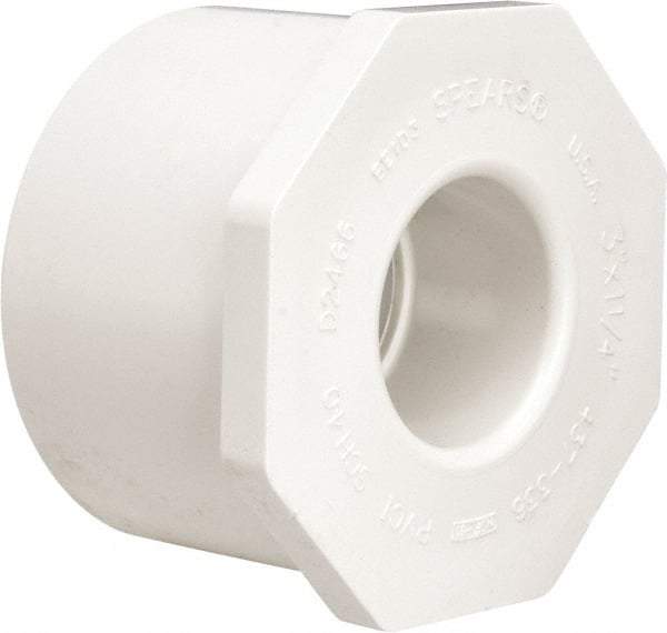 Value Collection - 3 x 1-1/4" PVC Plastic Pipe Bushing - Schedule 40, Spig x Slip End Connections - USA Tool & Supply