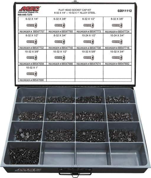 Value Collection - 1,300 Piece Steel Socket Head Cap Screws - #6 to #10 Thread - USA Tool & Supply