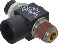 ARO/Ingersoll-Rand - 3/8" NPT x 3/8" NPT Right Angle Flow Control Valve - 0 to 150 psi & Brass Material - USA Tool & Supply