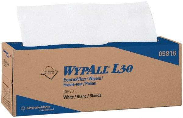 WypAll - L30 Dry General Purpose Wipes - Pop-Up, 9-3/4" x 16-3/8" Sheet Size, White - USA Tool & Supply