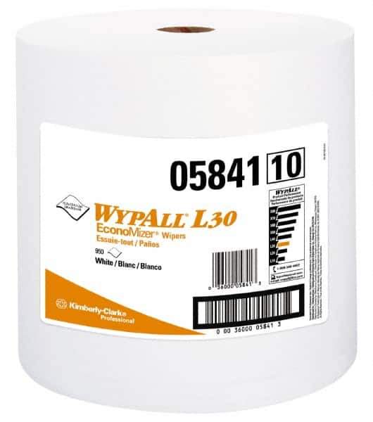 WypAll - L30 Dry General Purpose Wipes - Jumbo Roll, 13-1/4" x 12-3/8" Sheet Size, White - USA Tool & Supply