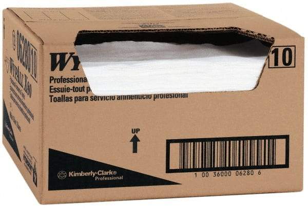 WypAll - X80 1/4 Fold Food Service Wipes - Box, 23-1/2" x 12-1/2" Sheet Size, Blue & White - USA Tool & Supply