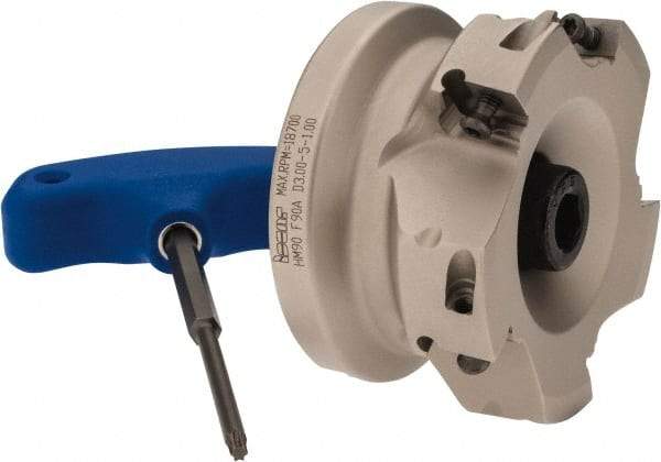 Iscar - 5 Inserts, 3" Cut Diam, 1" Arbor Diam, 0.56" Max Depth of Cut, Indexable Square-Shoulder Face Mill - 0/90° Lead Angle, 1-3/4" High, AD..1505.. & HM90 AD..1505.. Insert Compatibility, Series HM90 - USA Tool & Supply