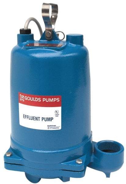 Goulds Pumps - 1-1/2 hp, 230 Amp Rating, 230 Volts, Nonautomatic Operation, Effluent Pump - 1 Phase, Cast Iron Housing - USA Tool & Supply