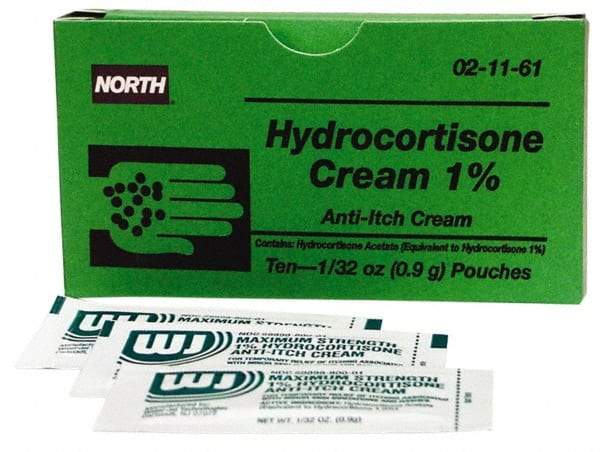 North - 1/32 oz Anti-Itch Relief Cream - Comes in Packet, Hydrocortisone - USA Tool & Supply