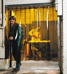 Steiner - 4 Ft. Wide x 8 Ft. High x 0.08 Inch Thick, Vinyl Welding Welding Curtain Kit - Amber with Universal Mounting Hardware - USA Tool & Supply