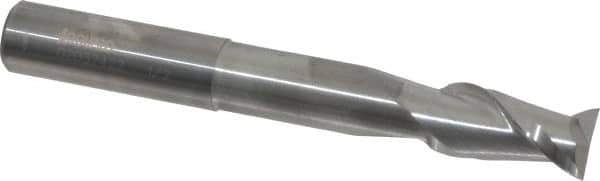 Accupro - 1/2", 1" LOC, 1/2" Shank Diam, 4" OAL, 2 Flute, Solid Carbide Square End Mill - Single End, Uncoated, Spiral Flute, 40° Helix, Centercutting, Right Hand Cut, Right Hand Flute - USA Tool & Supply