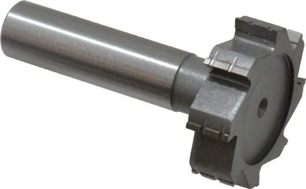 Made in USA - 1-3/8" Diam x 3/8" Face Width, Carbide-Tipped, 8 Teeth, Shank Connection Woodruff Keyseat Cutter - Uncoated, 2-3/8" OAL x 1/2" Shank, Straight Teeth, ANSI 1211, Old Standard F - USA Tool & Supply