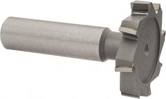 Made in USA - 1-3/8" Diam x 1/4" Face Width, Carbide-Tipped, 8 Teeth, Shank Connection Woodruff Keyseat Cutter - Uncoated, 2-1/4" OAL x 1/2" Shank, Staggered Teeth, ANSI 811, Old Standard 22 - USA Tool & Supply