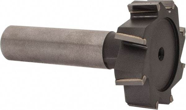 Made in USA - 1-3/8" Diam x 3/8" Face Width, Carbide-Tipped, 8 Teeth, Shank Connection Woodruff Keyseat Cutter - Uncoated, 2-3/8" OAL x 1/2" Shank, Staggered Teeth, ANSI 1211, Old Standard F - USA Tool & Supply