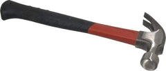 Plumb - 1 Lb Head, Curved-Premium Plumb Hammer - 13-1/2" OAL, Smooth Face, Fiberglass Handle with Grip - USA Tool & Supply