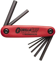 Bondhus - 7 Piece Fold-Up Hex Key Set - Hex Range 1.5 to 6mm - USA Tool & Supply