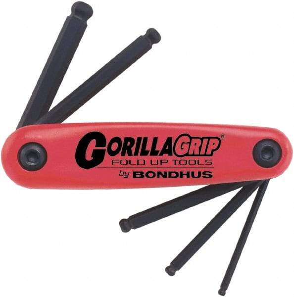 Bondhus - 5 Piece Fold-Up Hex Key Set - Hex Range 5 to 10mm - USA Tool & Supply