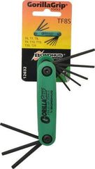 Bondhus - 8 Piece T6 to T25 Fold-Up Torx/Hex Combo Key Set - T6, T7, T8, T9, T10, T15, T20, T25 Torx Size - USA Tool & Supply