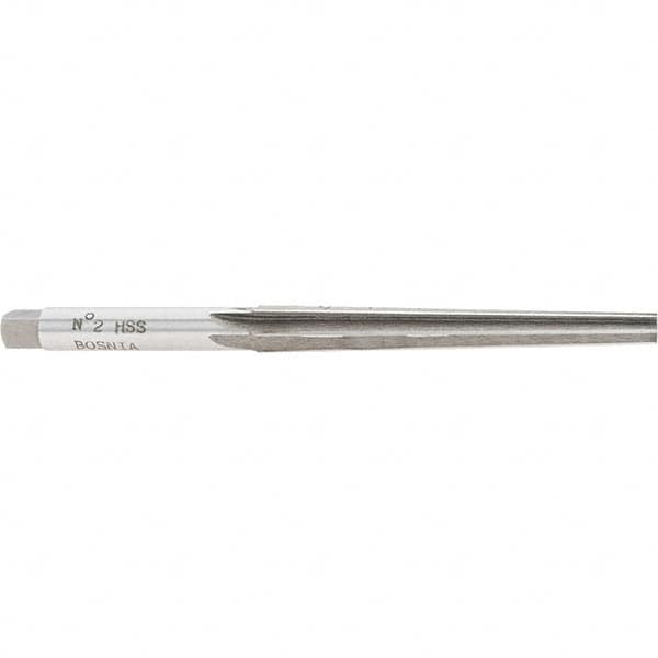 Interstate - 1/4" Small End, 0.38" Large End, 11/32" Shank, 3-1/8" Flute, Brown and Sharpe Taper Reamer #2 - USA Tool & Supply