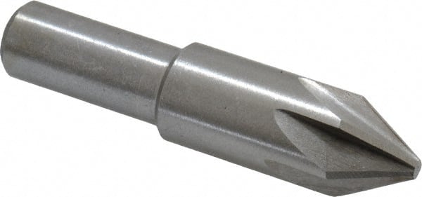 Interstate - 5/8" Head Diam, 1/2" Shank Diam, 6 Flute 60° High Speed Steel Countersink - USA Tool & Supply