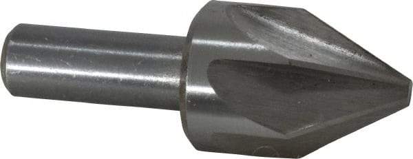 Interstate - 1" Head Diam, 1/2" Shank Diam, 6 Flute 60° High Speed Steel Countersink - Bright Finish, 2-3/4" OAL, Single End, Straight Shank, Right Hand Cut - USA Tool & Supply