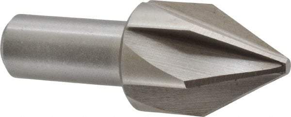 Interstate - 1-1/4" Head Diam, 3/4" Shank Diam, 6 Flute 60° High Speed Steel Countersink - Bright Finish, 3-3/8" OAL, Single End, Straight Shank, Right Hand Cut - USA Tool & Supply