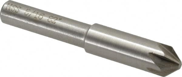 Interstate - 5/16" Head Diam, 1/4" Shank Diam, 6 Flute 82° High Speed Steel Countersink - USA Tool & Supply