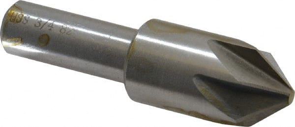 Interstate - 3/4" Head Diam, 1/2" Shank Diam, 6 Flute 82° High Speed Steel Countersink - USA Tool & Supply