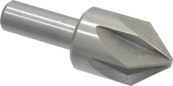 Interstate - 1" Head Diam, 1/2" Shank Diam, 6 Flute 82° High Speed Steel Countersink - Bright Finish, 2-3/4" OAL, Single End, Straight Shank, Right Hand Cut - USA Tool & Supply