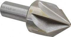 Interstate - 1-1/2" Head Diam, 3/4" Shank Diam, 6 Flute 82° High Speed Steel Countersink - Bright Finish, 3-1/2" OAL, Single End, Straight Shank, Right Hand Cut - USA Tool & Supply