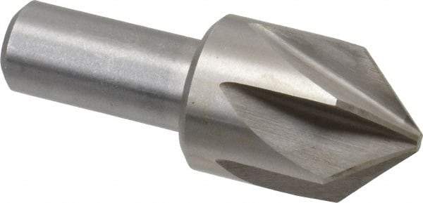 Interstate - 1-1/4" Head Diam, 3/4" Shank Diam, 6 Flute 90° High Speed Steel Countersink - Bright Finish, 3-3/8" OAL, Single End, Straight Shank, Right Hand Cut - USA Tool & Supply