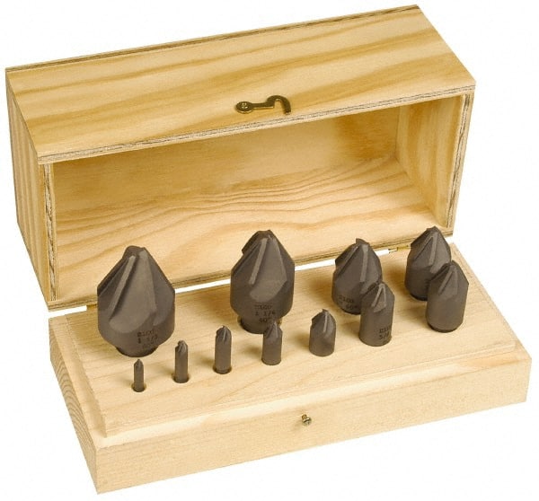Hertel - 10 Piece, 1/4 to 1-1/2" Head Diam, 82° Included Angle, Countersink Set - USA Tool & Supply