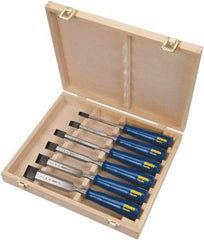 Irwin - 6 Piece Wood Chisel Set - 10-3/4" OAL, Sizes Included 1/4 to 1-1/4" - USA Tool & Supply