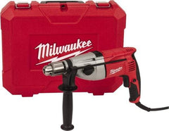 Milwaukee Tool - 120 Volt 1/2" Keyed Chuck Electric Hammer Drill - 0 to 20,000 & 0 to 40,000 BPM, 0 to 1,350 & 0 to 2,500 RPM, Reversible - USA Tool & Supply