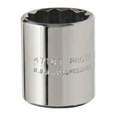 Proto - 9/16", 1/4" Drive, Standard Hand Socket - 12 Points, 7/8" OAL, Alloy Steel, Chrome Finish - USA Tool & Supply