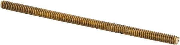 Value Collection - #6-32 3" OAL Fully Threaded Stud - Brass, Plain Finish - USA Tool & Supply